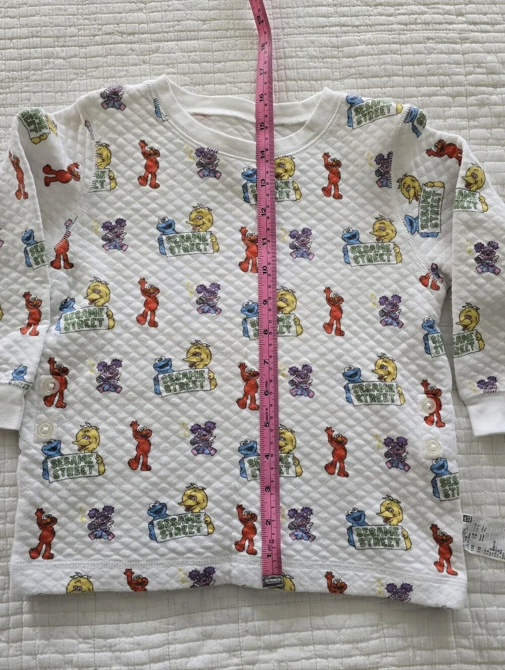 Baby Sesame Street Quilted Uniqlo Pajama TOP - Size 110 / 4T - Picture 2 of 6